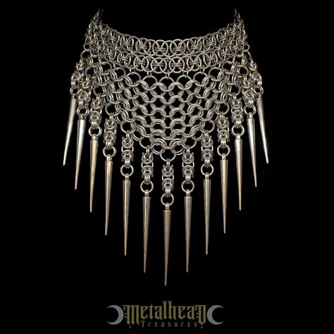 Metal Collar Necklace, Heilung Costume, Chainmail Fashion, Chainmail Weaves, Chainmail Choker, Chainmaille Jewelry Patterns, Chainmail Patterns, Hardware Fashion, Chainmail Necklace