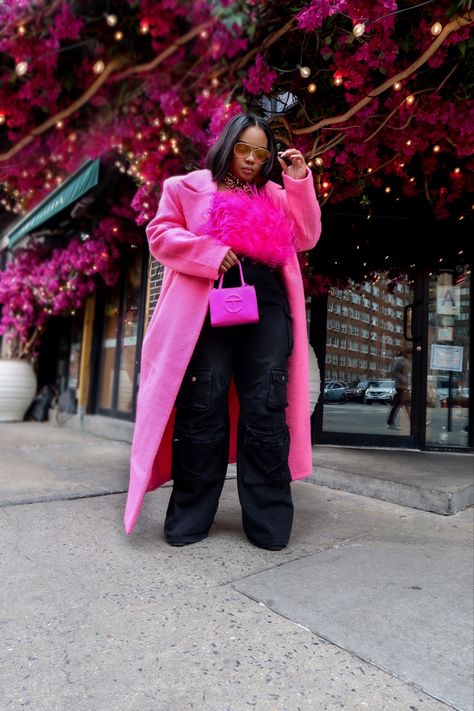 Pink Street Wear, Hot Pink Outfit, Laid Back Outfits, Pink Street, Wide Leg Cargo Pants, Fashion Content, Hello Fashion, Cardigan Outfits, Cargo Pocket