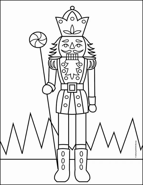 Nutcracker Image, Felt Christmas Decorations, Art Lessons For Kids, Christmas School, Scroll Pattern, Christmas Classroom, The Nutcracker, Christmas Drawing, Cute Coloring Pages