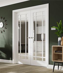 Black Industrial French Doors, Indoor Doors Indusstrial, Black Framed Glass Internal Doors, Internal Black Metal Glass Doors, Internal Steel Frame Doors, Oak French Doors, External Bifold Doors, Internal Double Doors, Sliding Door Room Dividers