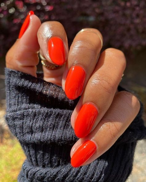 Red Orange Nails, Trendy Almond Nails, Paznokcie Hello Kitty, Almond Gel Nails, Kutek Disney, Almond Acrylic, Nail Looks, Nagel Tips, Purple Nail