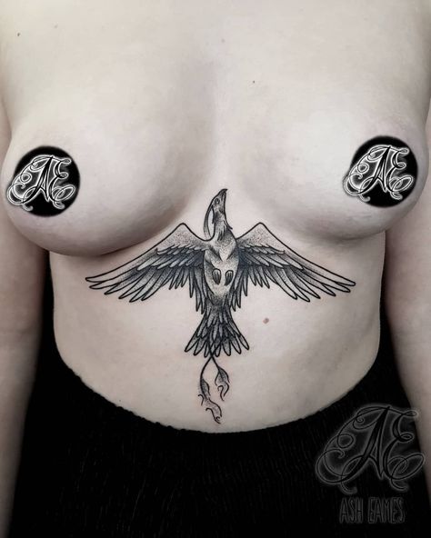 Bird Tattoo Sternum, Phoenix Sternum Tattoo Women, Bird Sternum Tattoo, Phoenix Sternum Tattoo, Sternum Piece, Phoenix Tattoo Design, Sternum Tattoo, Phoenix Tattoo, Birds Tattoo