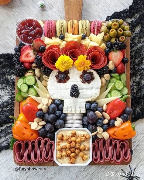 Dia De Los Muertos Celebration Ideas, Day Of The Dead Cheese Board, Coco Inspired Wedding, Halloween 2023 Food, Dia De Los Muertos Bridal Shower Ideas, Dia De Muertos Food Ideas, Dia De Los Muertos Decorations Ideas Party, Day Of The Dead Celebration Ideas, Day Of The Dead Charcuterie Board