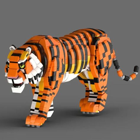 Lego Tiger, Lego Library, Lego Animals, Lego Castle, Cool Lego Creations, Year Of The Tiger, Lego Design, Lego Projects, A Tiger