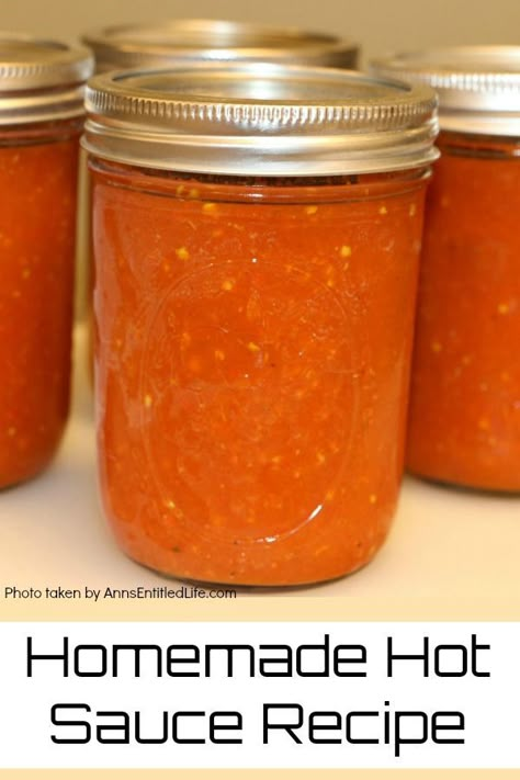 Hot, spicy, and tangy! This homemade hot sauce recipe is delicious. It can be used as a condiment, or to add a kick to your next recipe. This is a fantastic use of garden peppers. Homemade Hot Sauce Recipe Hubby gave these away to a lot of people, and he was always asked for seconds a few weeks later. Leave the aluminum foil on the jars when you give them away, as well as in your refrigerator. Make sure those that you give your hot sauce to know to keep the aluminum foil on at all times! We ... Homemade Hot Sauce Recipe, Canning Hot Peppers, Garden Peppers, June Recipes, Hot Pepper Recipes, Hot Sauce Recipe, Pepper Sauce Recipe, Homemade Hot Sauce, Habanero Hot Sauce