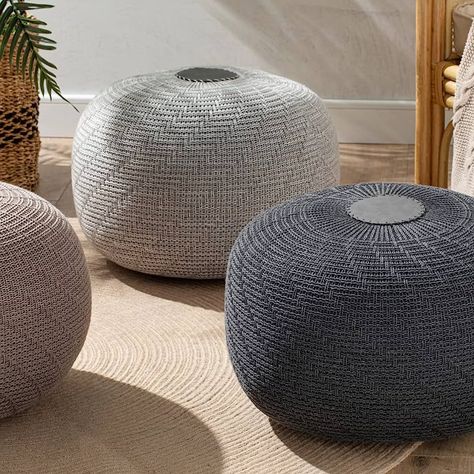 Bean Bag Room, Bag Room Decor, Pouf Seating, Knitted Pouffe, Pouf Footstool, Pouf Chair, Scandinavian Furniture Design, English Home, Large Ottoman