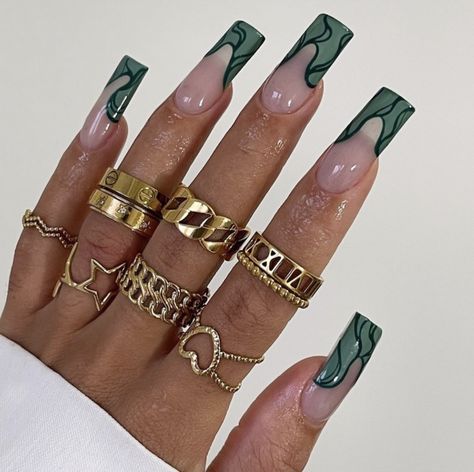 Drip Nails, Nails Green, Edgy Nails, Classy Acrylic Nails, Acrylic Nails Coffin Pink, Design Nails, Long Square Acrylic Nails, Square Acrylic Nails, Minimalist Nails