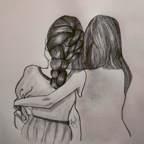 Video by Anjali Rawat on YouTube  #BestFriendsSketch #DrawingGirls Best Friends Hugging Drawing, Two Best Friends Sketch, Best Friends Drawing Reference, Best Friends Drawings, Best Friends Sketch, Friends Art Drawing, Two Best Friends Drawing, Two Friends Drawing, Best Friend Drawing Sketches