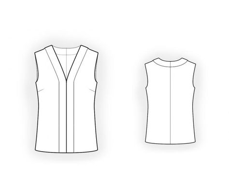 Sleeveless Blouse - Sewing Pattern #4633 Made-to-measure sewing pattern from Lekala with free online download. Semi-fitted, Darts, V neck, No sleeves Sleeveless Top Sewing Pattern, Sleeveless Blouse Pattern, Tank Top Sewing Pattern, Sewing Factory, Dresses Sewing, Garment Industry, Blouse Pattern Sewing, Top Sewing Pattern, Womens Sewing Patterns