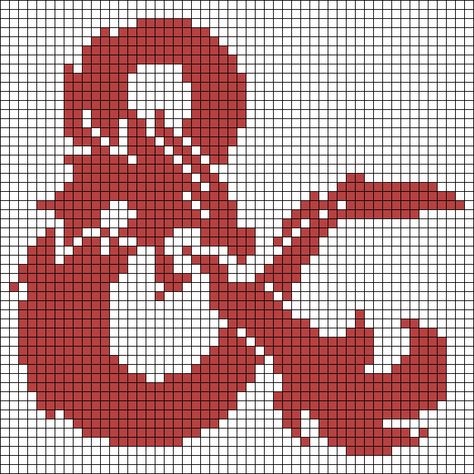 Dnd Alpha Patterns, Dungeons And Dragons Pixel Art, Dragon Pixel Art Grid, Pixel Quilts, Crochet Grid Patterns 20x20, Grid Pattern Crochet Pixel Art, Dnd Crochet Patterns Free, D&d Cross Stitch, Dnd Pixel Art