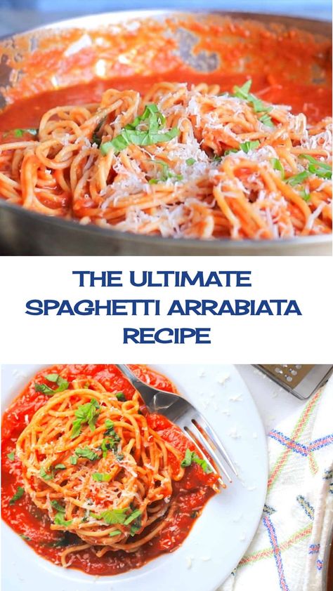 Get ready to spice up your dinner routine with this fiery Spaghetti Arrabiata recipe! Perfectly al dente pasta tossed in a bold tomato sauce. Spaghetti Arrabiata Recipe, Pasta Arrabiata Recipe, Spaghetti Arrabiata, Ultimate Spaghetti, Arrabiata Pasta, Pasta Arrabiata, Italian Themed Party, Arrabiata Sauce, Easy Homemade Pasta