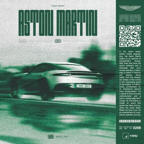 Graphic Design Culture Poster of the Car brand "ASTON MARTIN" designed by NHU Aston Martin Interior, Culture Poster, Hilux 4x4, Car Advertising Design, Car Interior Design, Typography Layout, Typography Poster Design, Abstract Geometric Art, Learning Graphic Design