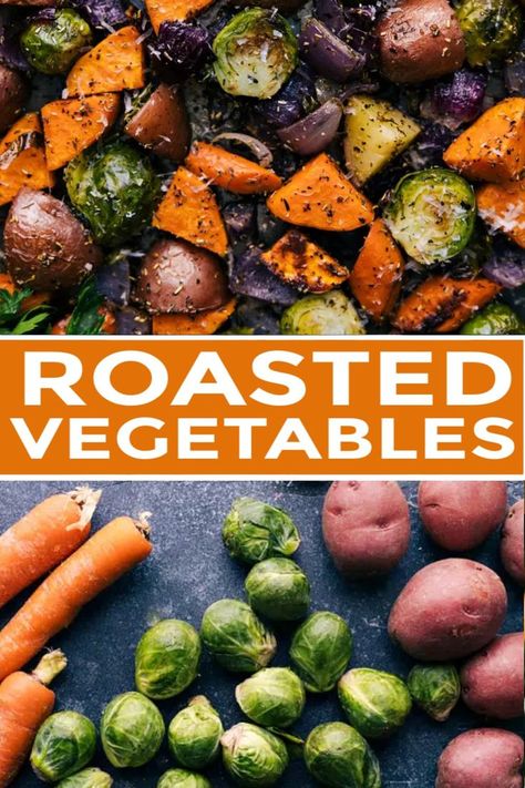 Roasted Fall Vegetables, Roasted Veggies In Oven, Easy Roasted Vegetables, Mediterranean Diet Food List, Roasted Root Veggies, Fall Veggies, Roasted Vegetables Oven, Baked Veggies, Vegetarian Thanksgiving