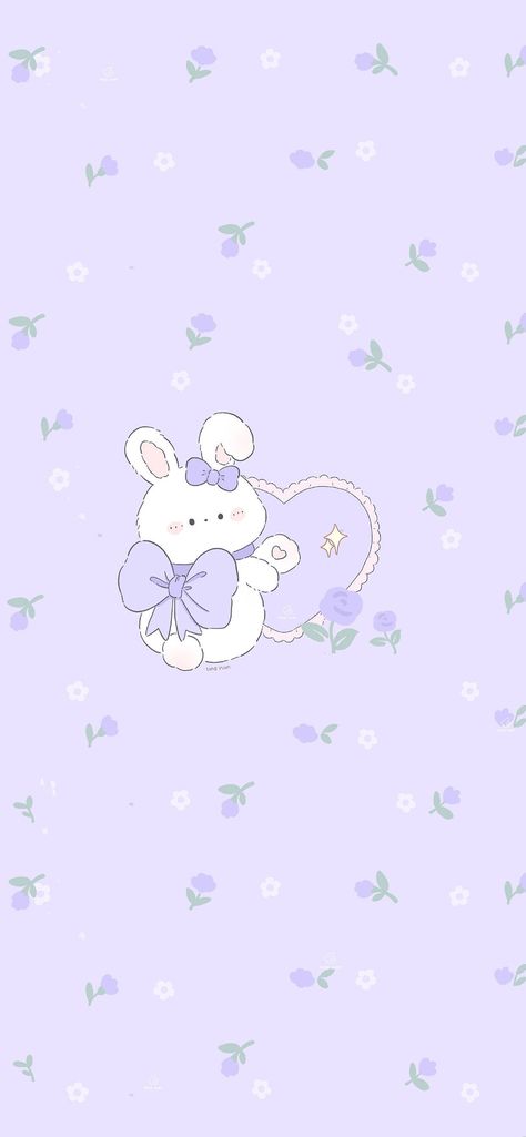 Lilac Cute Wallpaper, Purple Coquette, Lilac Aesthetic, Lavender Wallpaper, Light Purple Background, Purple Wallpapers, Purple Bunny, Bow Wallpaper, Flower Wallpapers