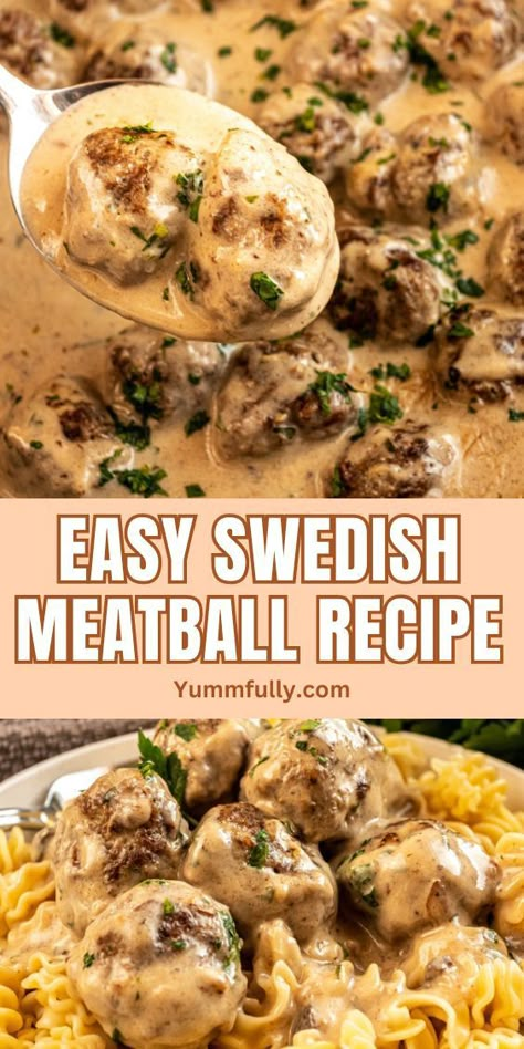 Explore the rich and comforting flavors of our Easy Swedish Meatball Recipe, featuring tender meatballs smothered in a creamy and savory sauce, perfect for a cozy dinner at home. If you’re craving these delectable meatballs or seeking inspiration, don’t hesitate—click here for a treasure trove of delicious recipes that will satisfy your appetite and curiosity. Sweetish Meatballs Recipe, Easy Swedish Meatball Sauce, Swedish Meatball Sauce Recipe, Easy Swedish Meatball Recipe, Swedish Meatball Recipe, Ground Sausage Recipes, Swedish Meatballs Easy, Turkey Meatballs Baked, Meatball Dinner