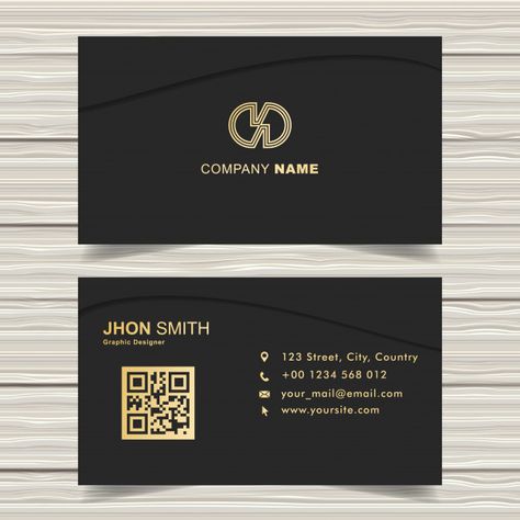 Luxury black-gold business card template download vector at freepik Business Card Design Black, Personalized Business Cards, Business Card Logo Design, Business Cards Layout, Graphic Design Business Card, Gold Business Card, Name Card Design, Professional Business Card Design, Visiting Card Design