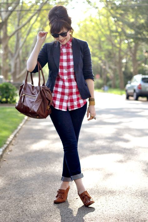 she was an american girl - Keiko Lynn Oxford Heels Outfit, Outfits Rock, Heeled Oxfords, Mode Rockabilly, Red Checkered Shirt, Keiko Lynn, Oxford Booties, Plaid Shirt Outfits, Look Retro