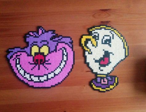 Perler Alice In Wonderland, Perler Bead Cheshire Cat, Cheshire Cat Perler Bead Patterns, Cheshire Cat Perler Beads, Alice In Wonderland Perler Bead Patterns, Beyond Wonderland Perler, Beauty And The Beast Perler Beads, Cheshire Cat Perler, Alice In Wonderland Perler Beads