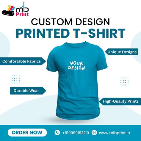 👕 Elevate Your Style with Custom Printed T-Shirts! 🌟⁠ ⁠ Design your unique t-shirt and make a bold statement. Perfect for businesses, events, or personal use. Let's bring your vision to life with our high-quality printing!⁠ ⁠ ✨ Why Choose Us?⁠ ⁠ Premium Quality Fabric⁠ Vibrant, Long-Lasting Prints⁠ Fast Turnaround Time⁠ Bulk Orders Available⁠ Show off your creativity and stand out from the crowd! 🚀⁠ ⁠ #CustomTShirts #PrintedTees #MIBITSOLUTIONS #UniqueDesigns #PersonalizedFashion #CustomAppar... Affordable Fan Merchandise T-shirt With Letter Print, Fan Merchandise Festival T-shirt With Letter Print, Blue Custom Print Short Sleeve T-shirt, Cotton Sorority T-shirt With Text Print, Unique Tshirts, Printed Tees, Custom Clothes, Marketing Strategy, Custom Tshirts