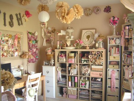 amazing shabby chic craft room Vintage Craft Room, Shabby Chic Craft Room, Dream Craft Room, Rooms Ideas, Scrapbook Room, Shabby Chic Crafts, Office Crafts, Hobby Room, Craft Room Storage