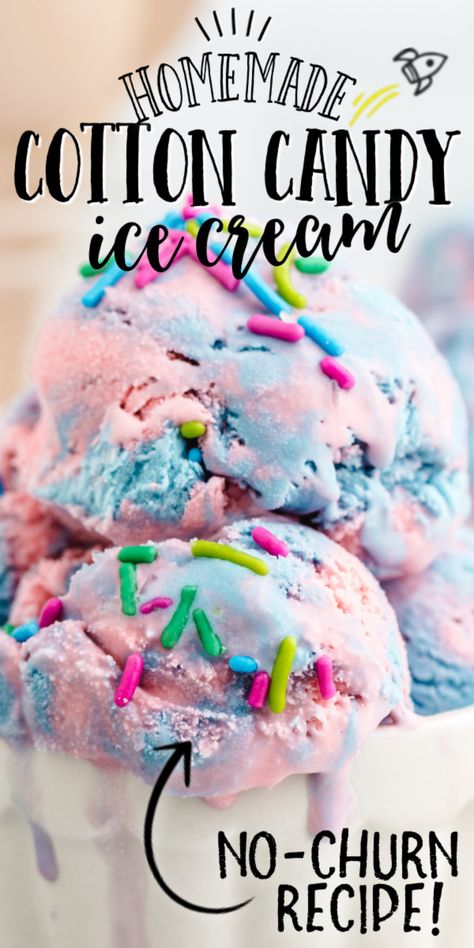 Cotton Candy Ice Cream Cotton Candy Ice Cream Recipe, Homemade Cotton Candy, Low Fat Ice Cream, Cotton Candy Ice Cream, Candy Ice Cream, Cotton Candy Flavoring, Ice Cream Maker Recipes, Making Homemade Ice Cream, Spun Sugar