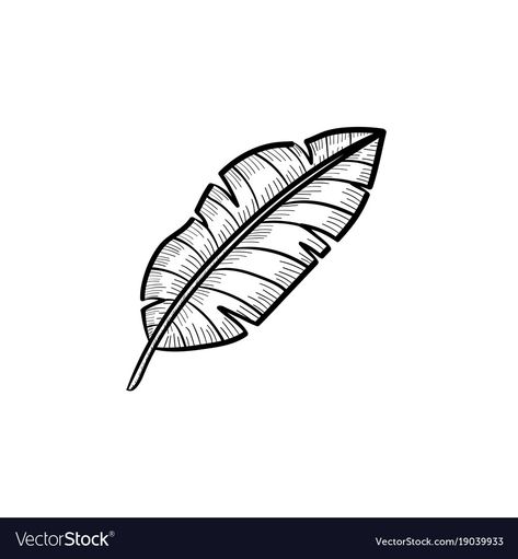 Banana Leaf Tattoo Tropical Leaves, Banana Leaf Outline, Banana Leaf Sketch, Banana Leaf Vector, Banana Leaves Drawing, Banana Leaf Drawing, Banana Leaf Tattoo, Enso Tattoo, Woodworking Ornaments