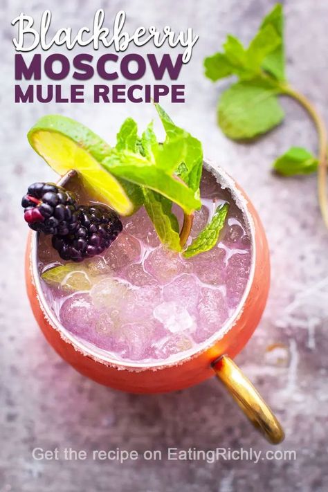 Blackberry Mule, Blackberry Moscow Mule, Strawberry Moscow Mule, Moscow Mule Recipe Classic, Vodka Recipes Drinks, Moscow Mule Recipe, Mule Cocktail, Mule Recipe, Vodka Recipes