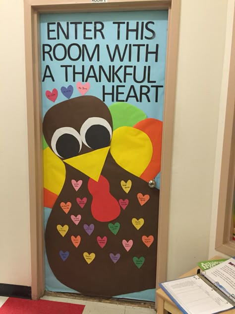 Our version of a Thanksgiving door decoration Thanksgiving Classroom Door, Thanksgiving Door Decorations, Preschool Door, Classroom Door Decorations, Classroom Door Decor, Thanksgiving School, Classroom Door Ideas, Thanksgiving Classroom, School Door Decorations