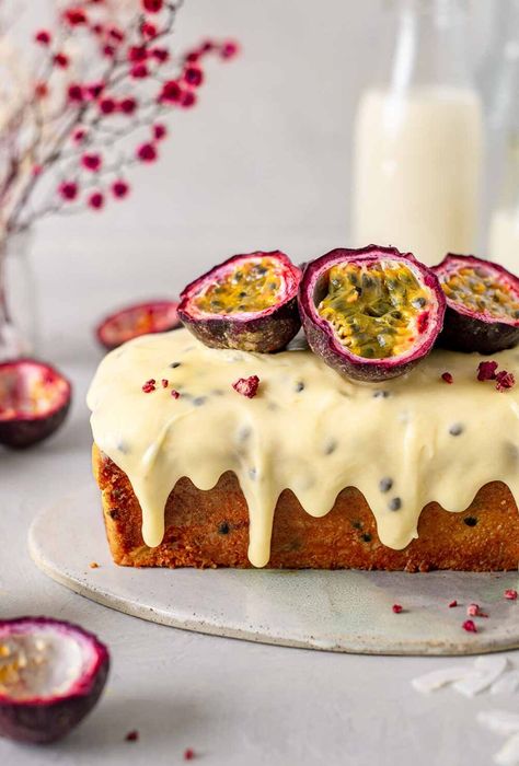 Passion Fruit Dessert, Passionfruit Cake, Pastry Photography, Passion Fruit Cake, Vegan Lemon Cake, Easy Cakes To Make, Passionfruit Recipes, Vegan Buttercream, Dessert Vegan