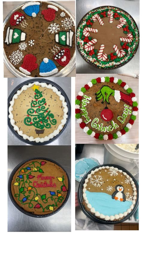 Christmas Message Cookies, Cookie Cake Christmas, Christmas Cookie Cake Ideas, Christmas Cookie Cake Design, Christmas Cookie Cakes, Cookie Cakes Decorated, Cute Cookie Designs, Christmas Sweets Ideas, Winter Themed Cake