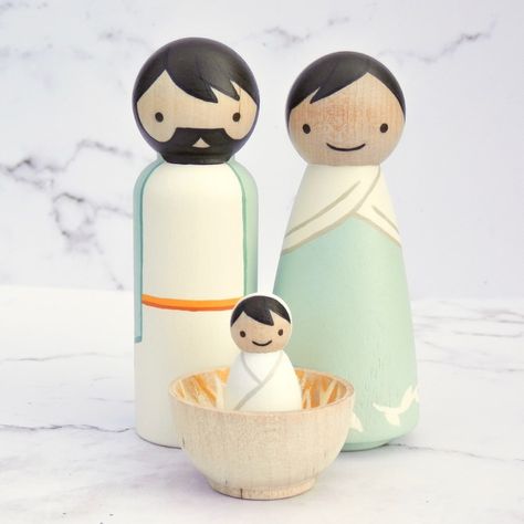 Peg Doll Nativity Mint & Orange Full Sized 14 Pieces - Etsy United Arab Emirates Mary And Joseph Peg Dolls, Peg Doll Nativity Set, Peg Dolls Nativity, Peg Nativity Set, Peg Doll Hair, Diy Peg Dolls, Christmas Peg Dolls, Peg Doll Christmas, Kids Nativity Set