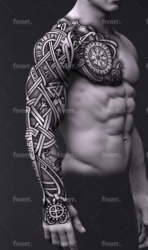 Create perfect celtic, nordic, viking, runes tattoo vector stencil design by Tattoowizardsco | Fiverr Viking Runes Tattoo, Runes Tattoo, Celtic Sleeve Tattoos, Viking Tattoos For Men, Traditional Viking Tattoos, Viking Rune Tattoo, Tato Maori, Warrior Tattoo Sleeve, Viking Warrior Tattoos