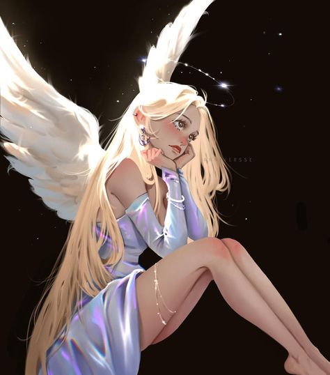 Angel 😇 I drew her for 8 hours, but it seems like an eternity😅😩 | Instagram Angel Reference Pose, Angelic Character Art, Angelic Character, Pfp Angel, Angelic Oc Art, Angel Oc Female Art, Female Angel Art, Angel Woman Art, Angel Girl Art