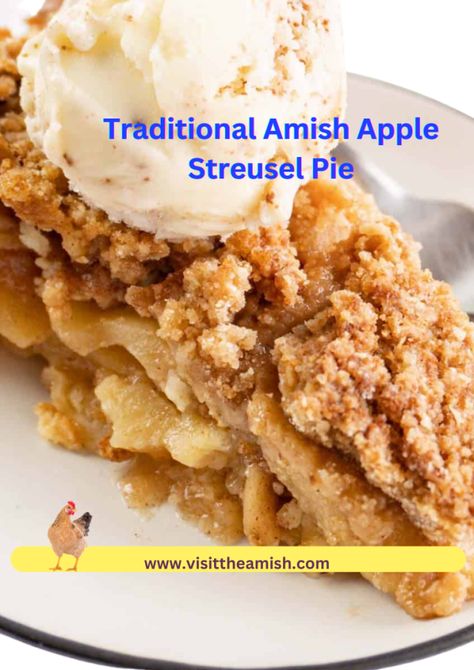 Amish Apple Streusel Pie Apple Streusel Pie Recipe, Amish Apple Recipes, Amish Apple Pie Recipe, Amish Apple Pie, Apple Strudel Pie, Apple Strudel Puff Pastry, Apple Pie Streusel, Apple Streusel Pie, Swedish Apple Pie