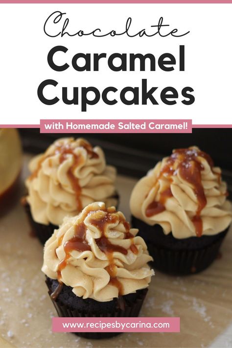 This amazing Chocolate Salted Caramel Cupcake recipe is the ultimate sweet treat made with homemade salted caramel! Different Types Of Frosting, Creative Baking Recipes, Chocolate Salted Caramel Cupcakes, Salt Caramel Sauce, Salted Caramel Buttercream, Types Of Frosting, Salted Caramel Cupcakes, Ultimate Chocolate Chip Cookie, Caramel Cupcakes