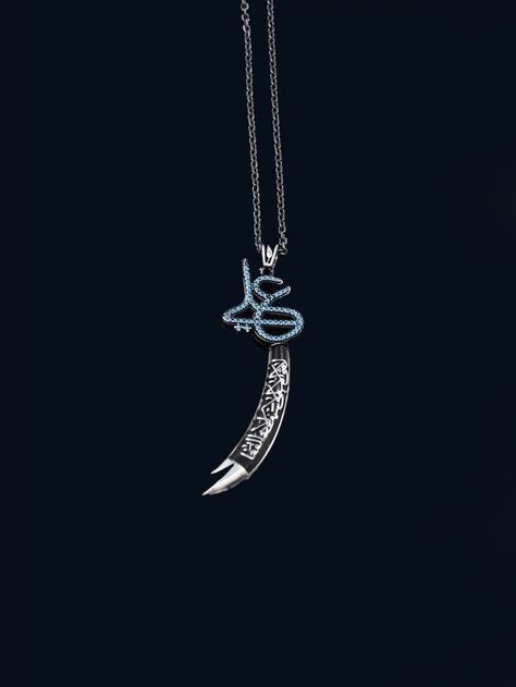 925K Sterling Silver Arabic Ali Written Turquoise Zulfikar Necklace, Imam Ali Zulfikar Sword Necklace, Shia Gifts, Gift For Muslim, Zulfikar #zulfikar #zulfiqar #imamali #shia #muslim #arabicwrittenzulfikar #usa ##hzali Muslim Necklace, Necklace Luxury, Imam Ali, Turquoise Stones, In Arabic, Necklace Sizes, Turquoise Stone, Pure Silver, Silver Wire