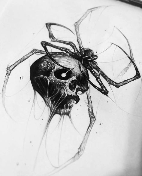 Gothic Spider, Spider Drawing, Tier Tattoo, Istoria Artei, Skulls Drawing, Spider Tattoo, Spider Art, White Drawing, Dark Art Drawings