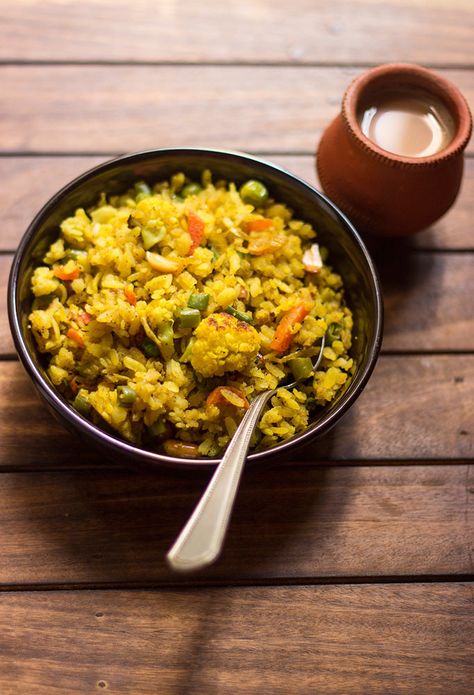 Poha and Chai... #foodphotography #foodstyling #photography #veggies #foodprops #breakfast #vegan Poha And Chai, Poha Photography, Masala Chai Photography, Good Morning Coffee Cup, Tea Images, Tea Images Indian Hd, Seasonal Veggies, Desi Street Food, Gluten Free Food