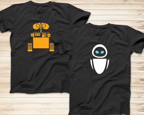 Walle Y Eva, Wall E And Eve, Disney T Shirts, Disney Dress Up, Disney Couple Shirts, Light Pink Shirt, Couples Shirts, Matching Disney Shirts, Disney Trip Shirts