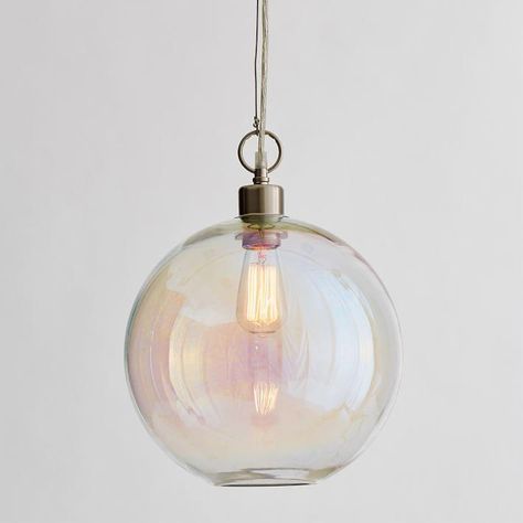 Ivivva Iridescent Pearl Glass Globe Light Famous Interior Designers, Bedroom Pendant, House Of Turquoise, Rustic Barn Door, Globe Light, Teen Girl Bedroom, Iridescent Pearl, Pastel Decor, Brass Wall Light