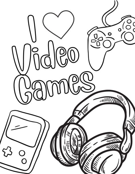 Are video games an obsession at your house? My husband and son love gaming and play video games often. My son also plays games daily with his friends both in person and online. If you have a gamer in your life, you know how deep their passions can run. Our next set of free coloring pages is for gamers to enjoy. Our next set of printables celebrates video games and all the electronic fun that comes with them. Print these free video game coloring pages for your gamer. Xbox Drawing Art, Video Game Printables Free, Xbox Coloring Pages, Video Games Coloring Pages, Gaming Drawings Ideas, Gamer Coloring Pages, Gaming Coloring Pages, Gamer Drawings, Coloring Pages For Men