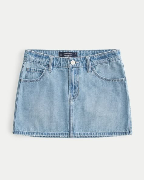 Women's Mid-Rise Denim Mini Skirt | Women's Clearance | HollisterCo.com Cute Denim Skirt, Clothes Wishlist, Women's Bottoms, Teen Clothing, Cute Jeans, Jeans Rock, School Fits, Cute Skirts, Light Wash Denim