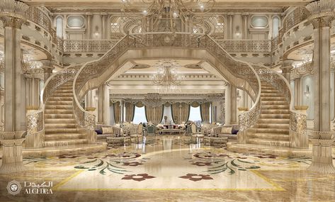 Great ideas for designing palaces in a luxury ways Classic Entrance Design, Entrance Design Interior, Classic Entrance, Palace House, Luxury Stairs, Luxury Staircase, Luxury Mansions Interior, Interior Design Dubai, Palace Interior