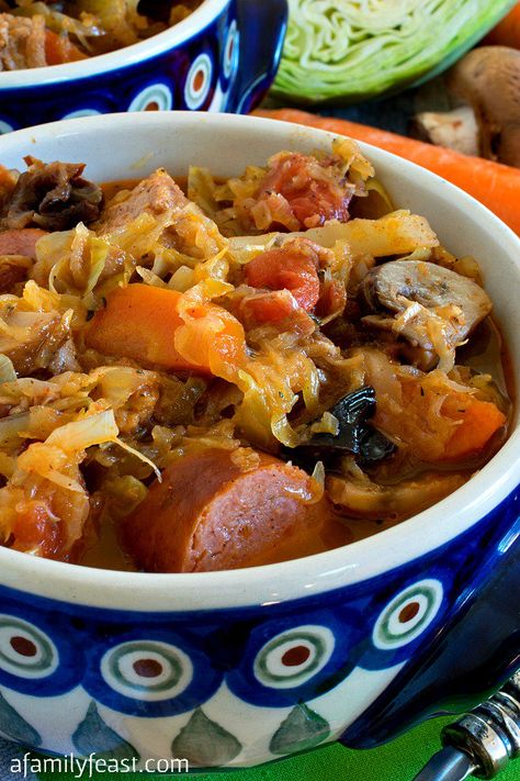 Bigos (Polish Hunter’s Stew) - A Family Feast® Pork Stew Meat, Hunters Stew, Eastern European Recipes, Food Hunter, Pork Stew, European Recipes, Polish Food, Hunter S, Family Feast