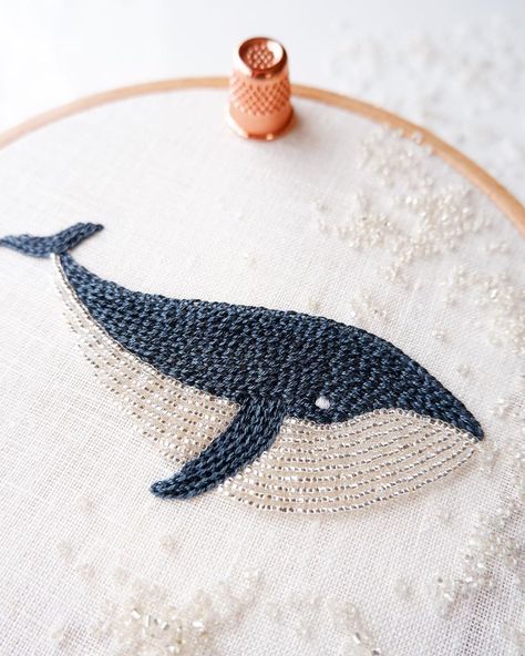 3,214 mentions J’aime, 40 commentaires - Divya Nandani (@atelierdivya) sur Instagram : "Happy Friday everyone! The Whale pattern is finally done and is now available on my Etsy store.…" Bead Embroidery Patterns Beadwork Design, Whale Embroidery Pattern, French Embroidery Patterns, Beaded Whale, Bead Embroidery Flower, Pdf Pattern Embroidery, Diy Embroidery Shirt, Whale Embroidery, Embroidery Guide