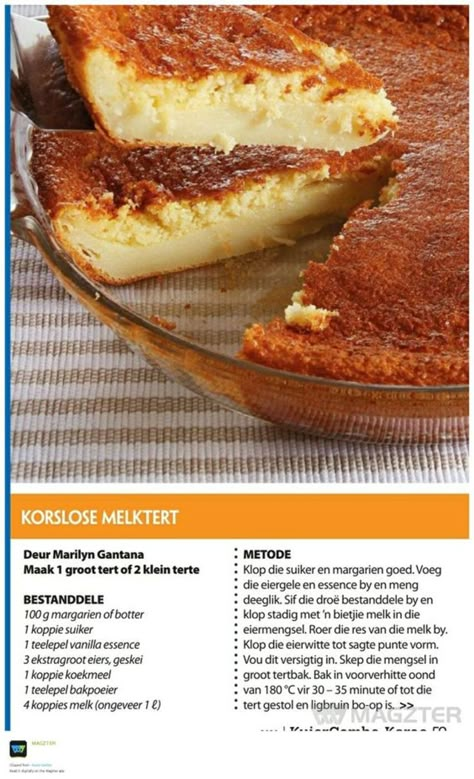 Melktert Recipe, Cheesecake Cobbler, Milktart Recipe, Easy Tart Recipes, Kuih Lapis, Old School Traditional, Dream Dessert, African Dessert, Milk Tart