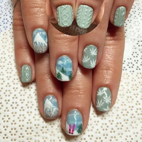 Get Ski High Ski Nails, Ski Art, Acrylic Nail Brush, Seasonal Nails, Nail Art Designs Diy, Nail Art Ombre, Dots Nails, Winter Nail Art, Nail Art Brushes