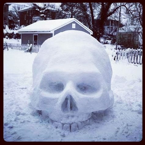 When it’s stopped storming and you can venture outside, try making a variation on a boring old snowman, like this snow skull. | 23 DIY Projects Inspired By Snow Snow Sculptures, Skull Love, Snow Art, Snow Fun, Skulls And Bones, Ice Snow, Ice Sculptures, Snow Ice, Snow And Ice