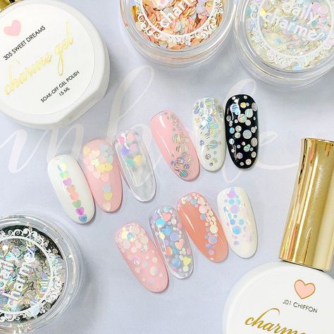 Making Nail Polish, Polka Dot Nail Art, Confetti Nails, Heart Glitter, Nail Polish Gel, Korean Nails, Pink Confetti, Soak Off Gel, Beautiful Nail Art