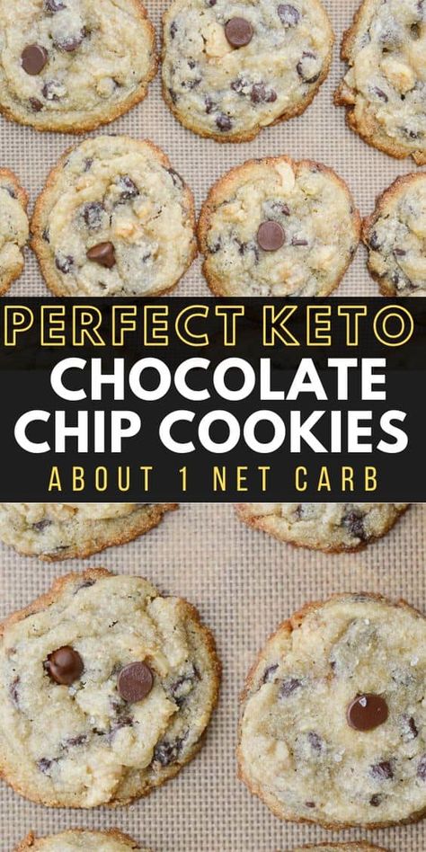 Keto Chocolate Chip Cookie Recipe, Keto Chocolate Chip Cookie, Dolce Poche Calorie, Keto Quiche, Desserts Keto, Postre Keto, Keto Chocolate Chip Cookies, Keto Chocolate Chips, Chocolate Chip Cookie Recipe